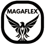 Logo: Bold eagle with light emanating from chest under the words MegaFlex